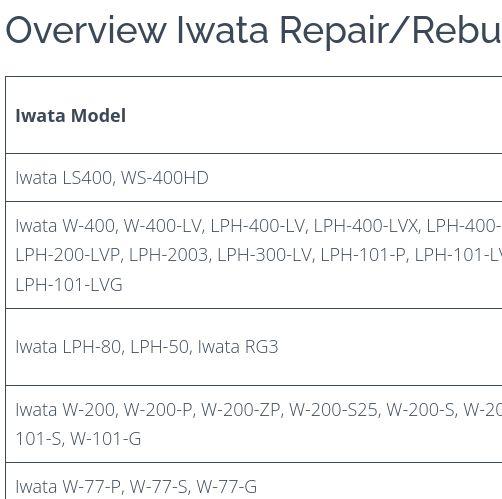 Iwata 5650 Century Gun Repair Service Kit
